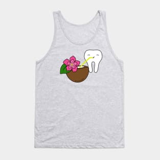 Cute Molar drinking coconut water illustration - for Dentists, Hygienists, Dental Assistants, Dental Students and anyone who loves teeth by Happimola Tank Top